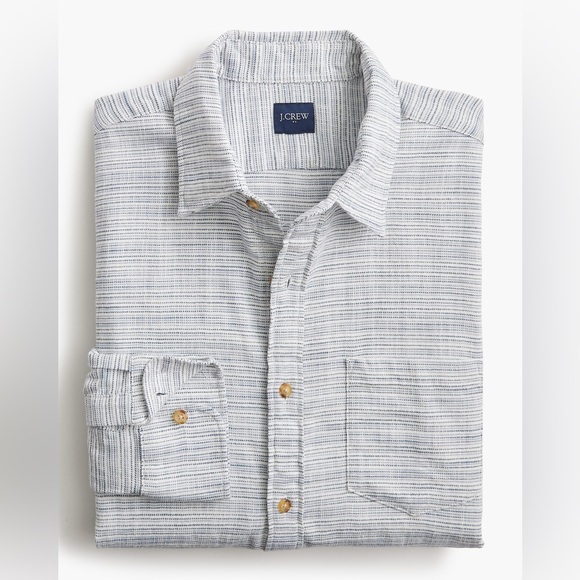 J. Crew Other - NWT J Crew Slub Dobby Striped Button Up Shirt Size XS Long Sleeve White Blue